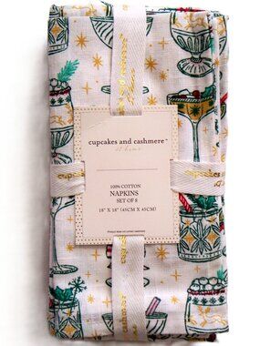Cupcakes and Cashmere Christmas Holiday Set/4 Napkins Cocktail Glasses NWT